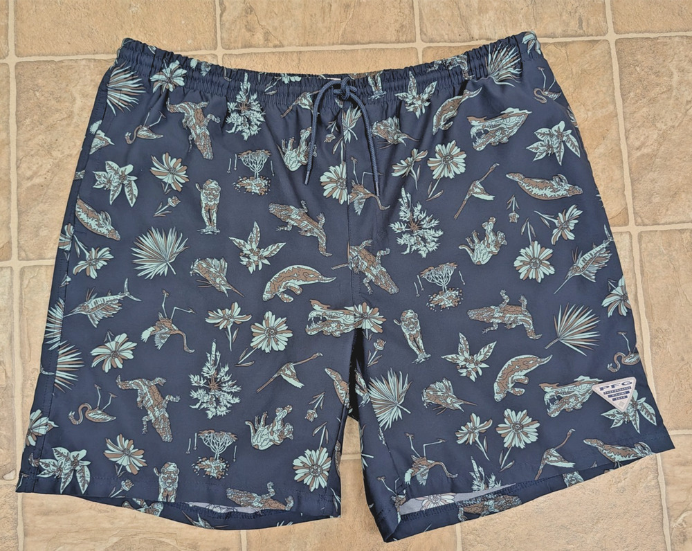 Columbia PFG men sz XL Swimming Trunks or Shorts mesh lined animal print 3072